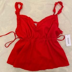 Red babydoll Guess top.